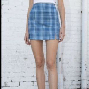 Brandy Melville Blue Plaid Cara Skirt